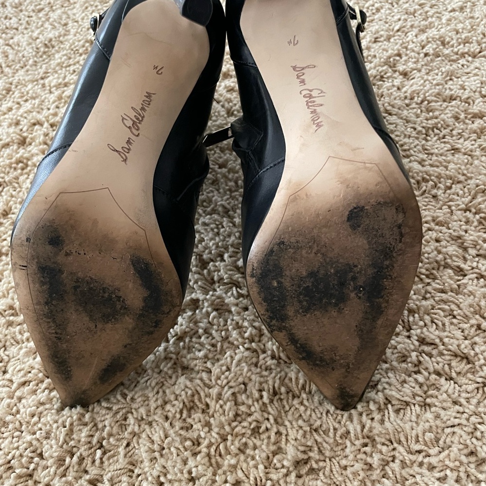 Same Edelman Pointy Toe Lace Up Bootie 7.5 Black - Picture 6 of 12